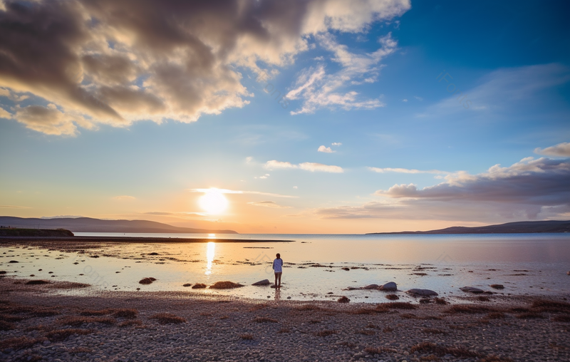 夕阳晚霞海边欣赏大自然美景背景图,高清,摄影图,摄影图片,图片大全,摄影图免费下载
